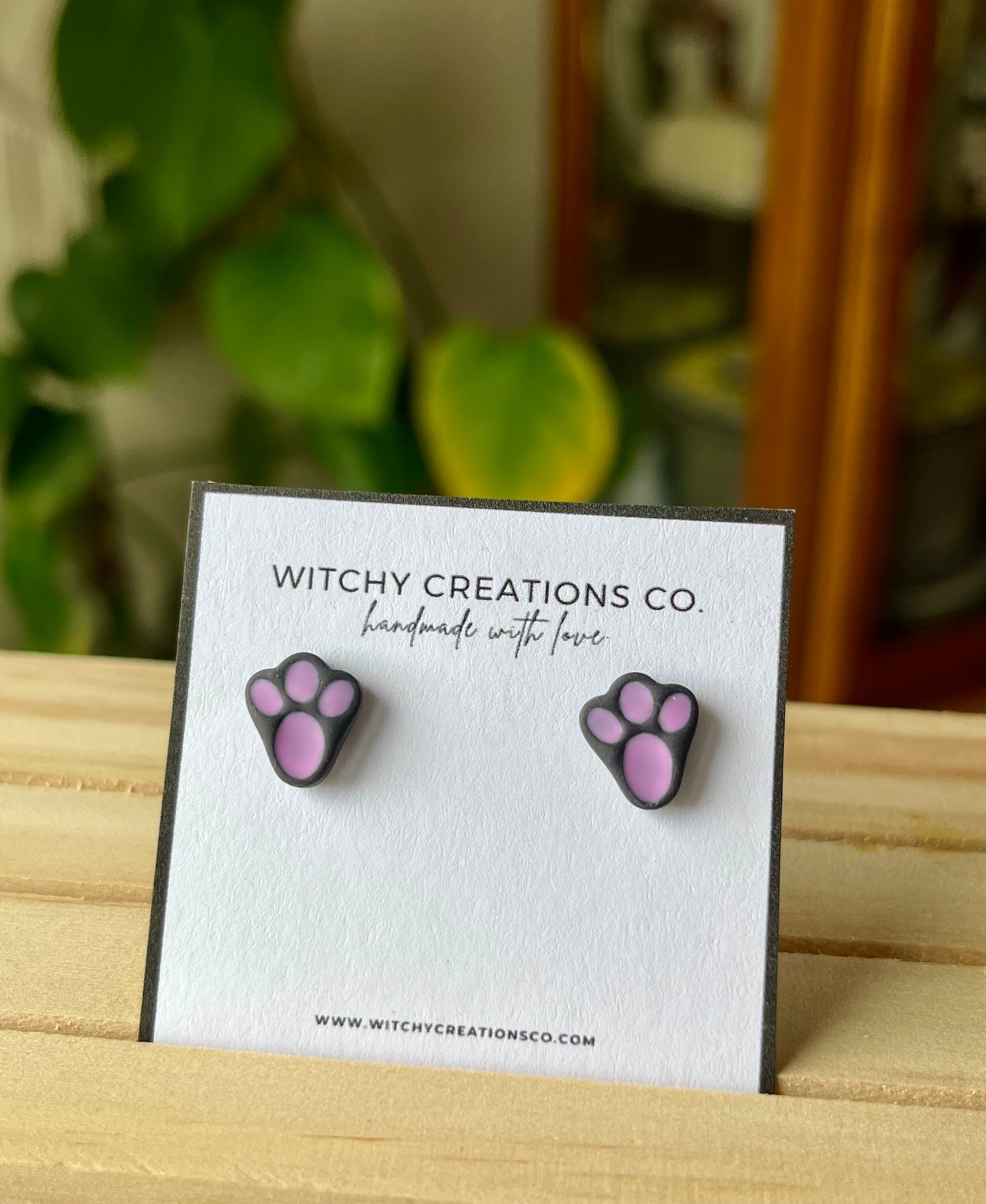Bunny Feet Polymer Clay Stud Earrings