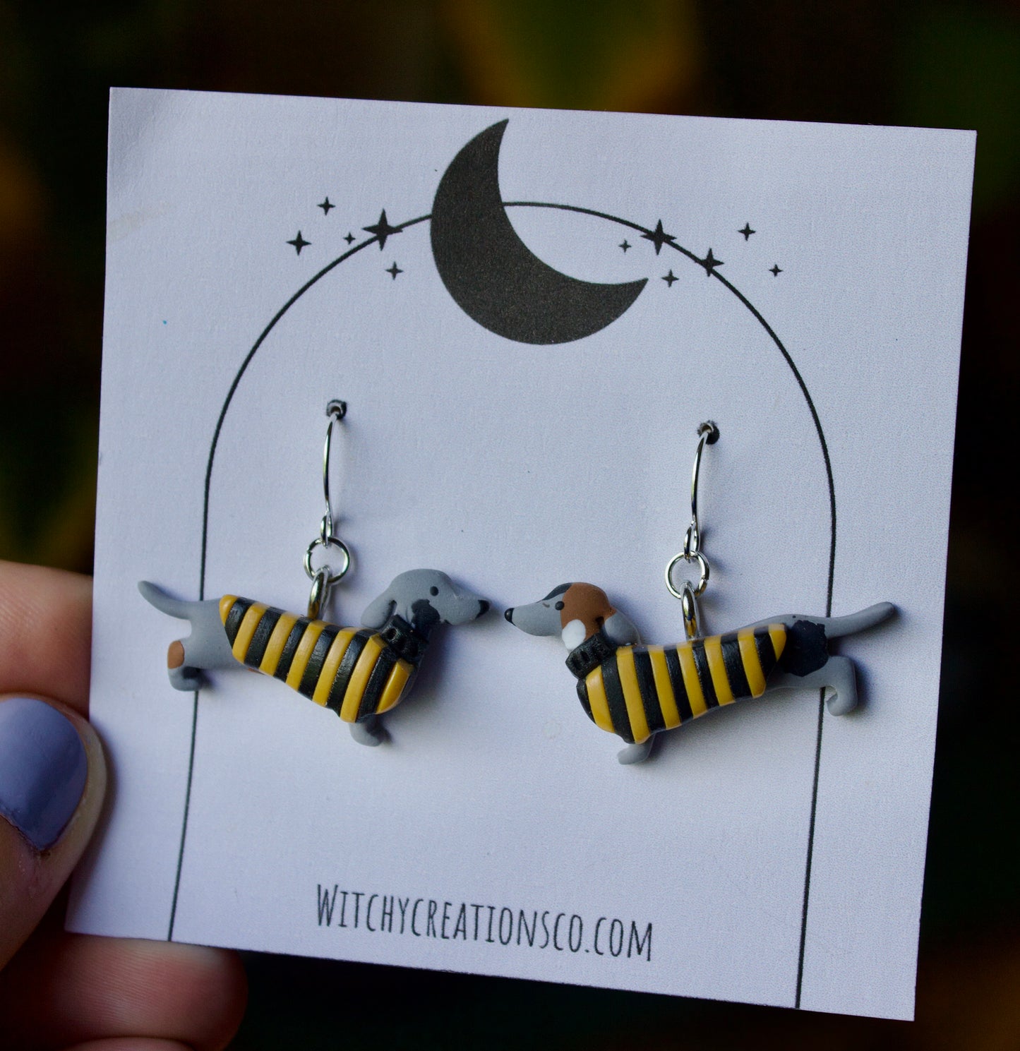 “Pittsburgh” Weenie Dog Polymer Clay Earrings