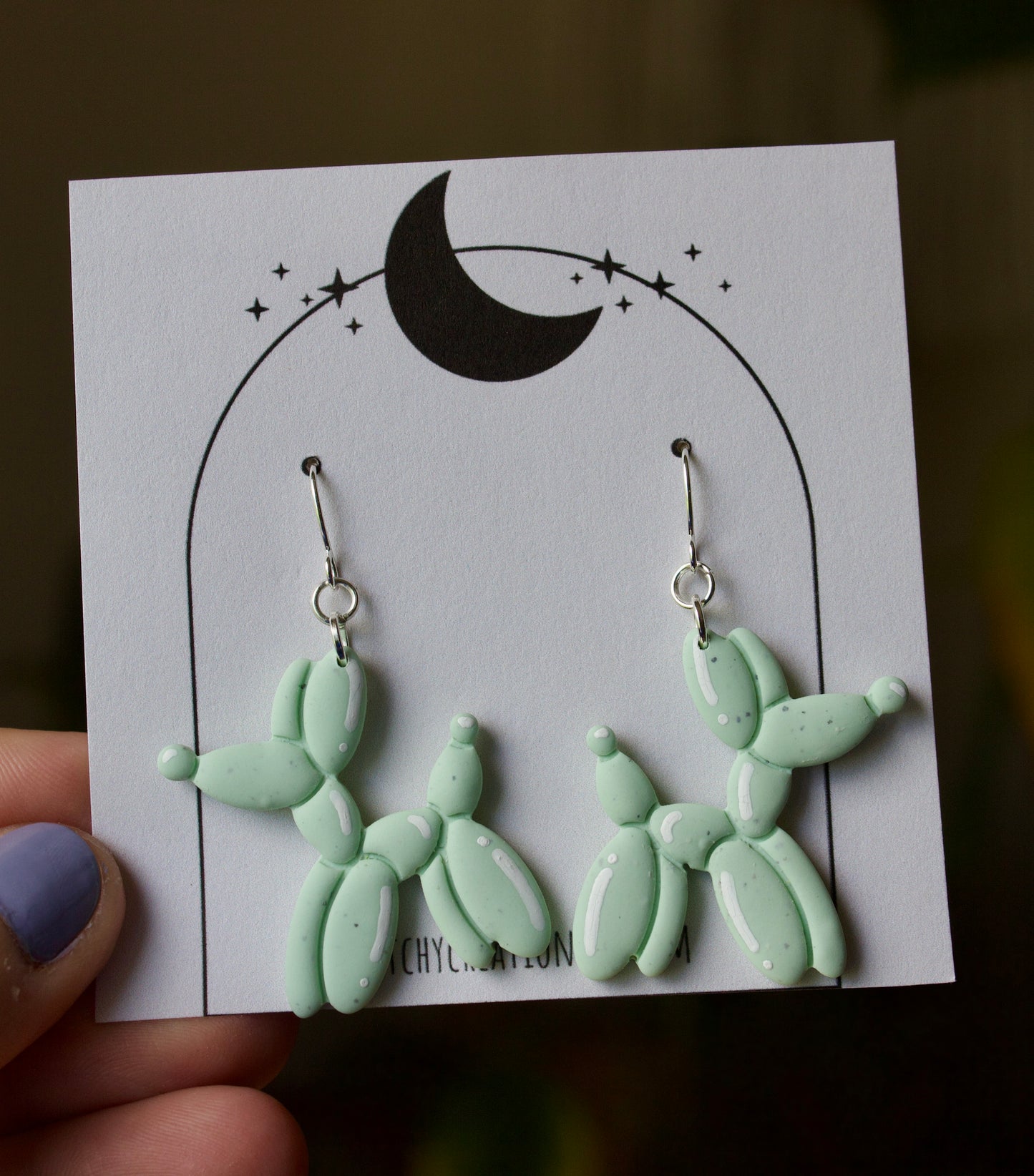Balloon Dog Polymer Clay Dangle Earrings