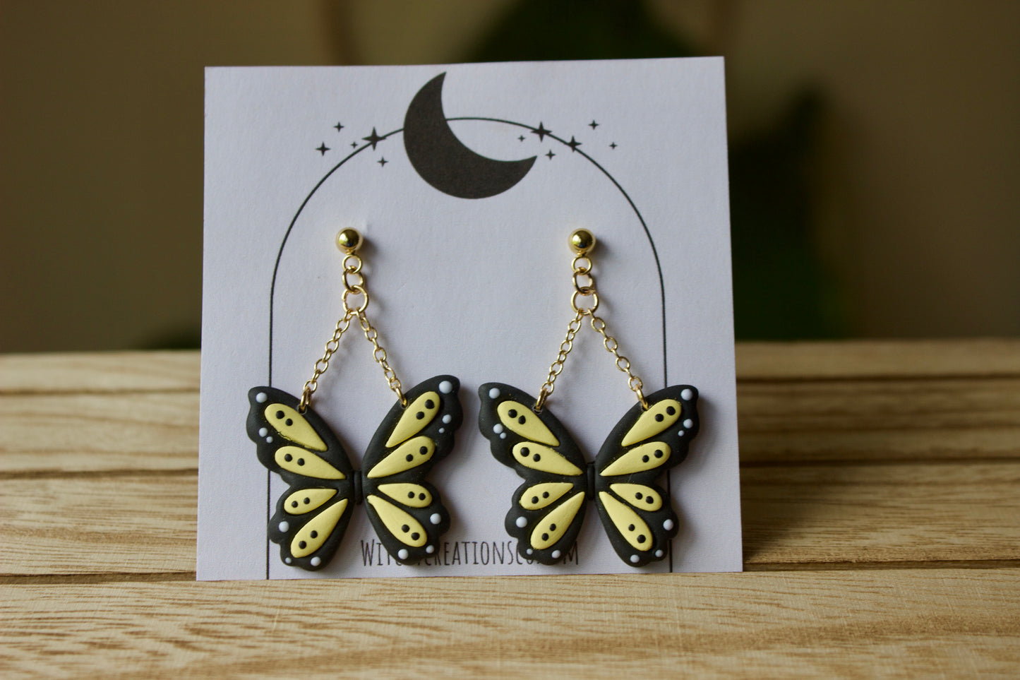 Butterfly Stud Dangle Polymer Clay Earrings
