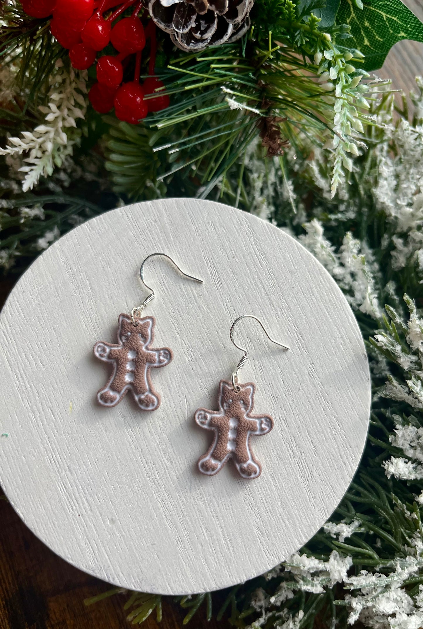 Gingerbread Kitty Cat Polymer Clay Earrings