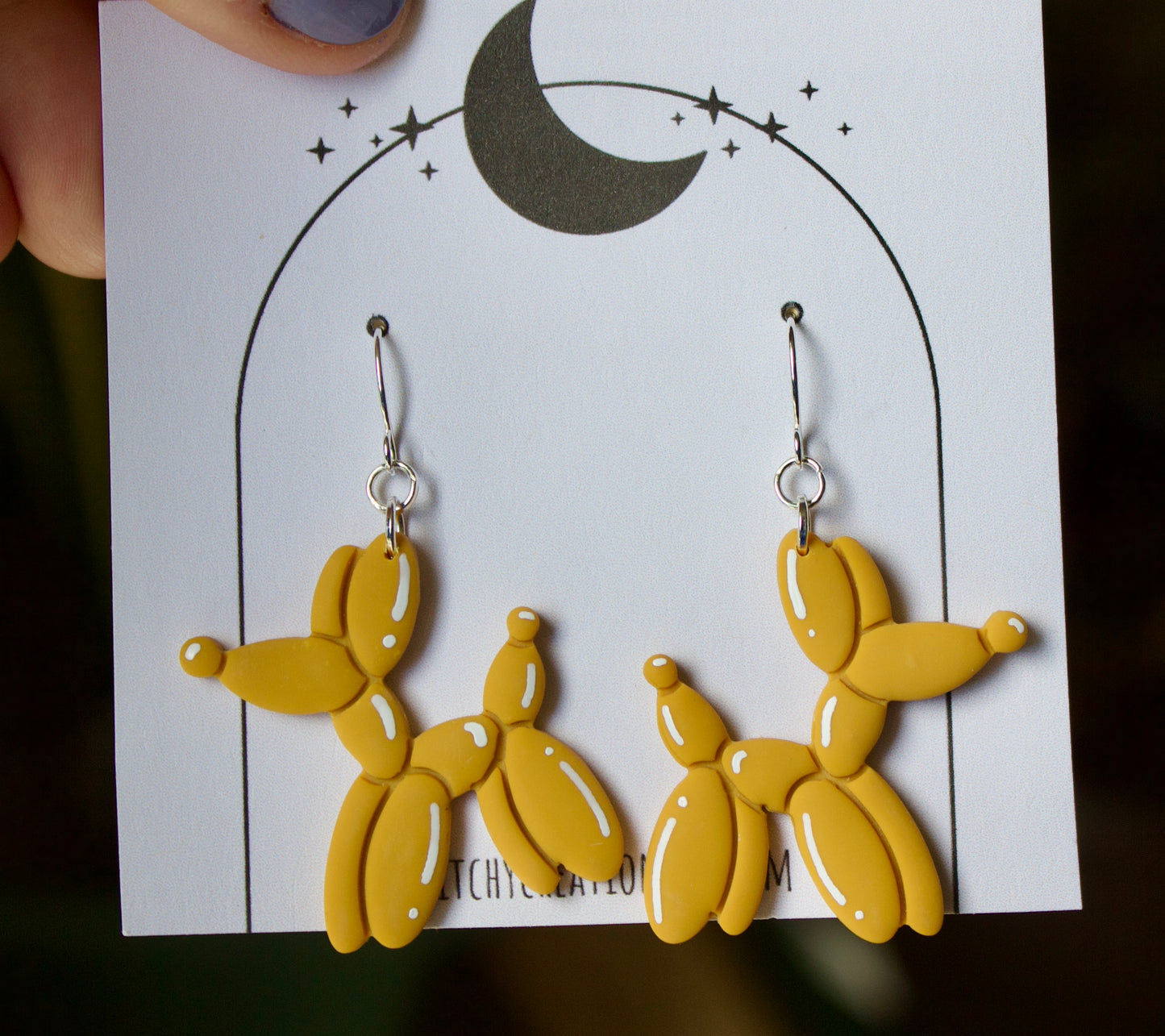 Balloon Dog Polymer Clay Dangle Earrings