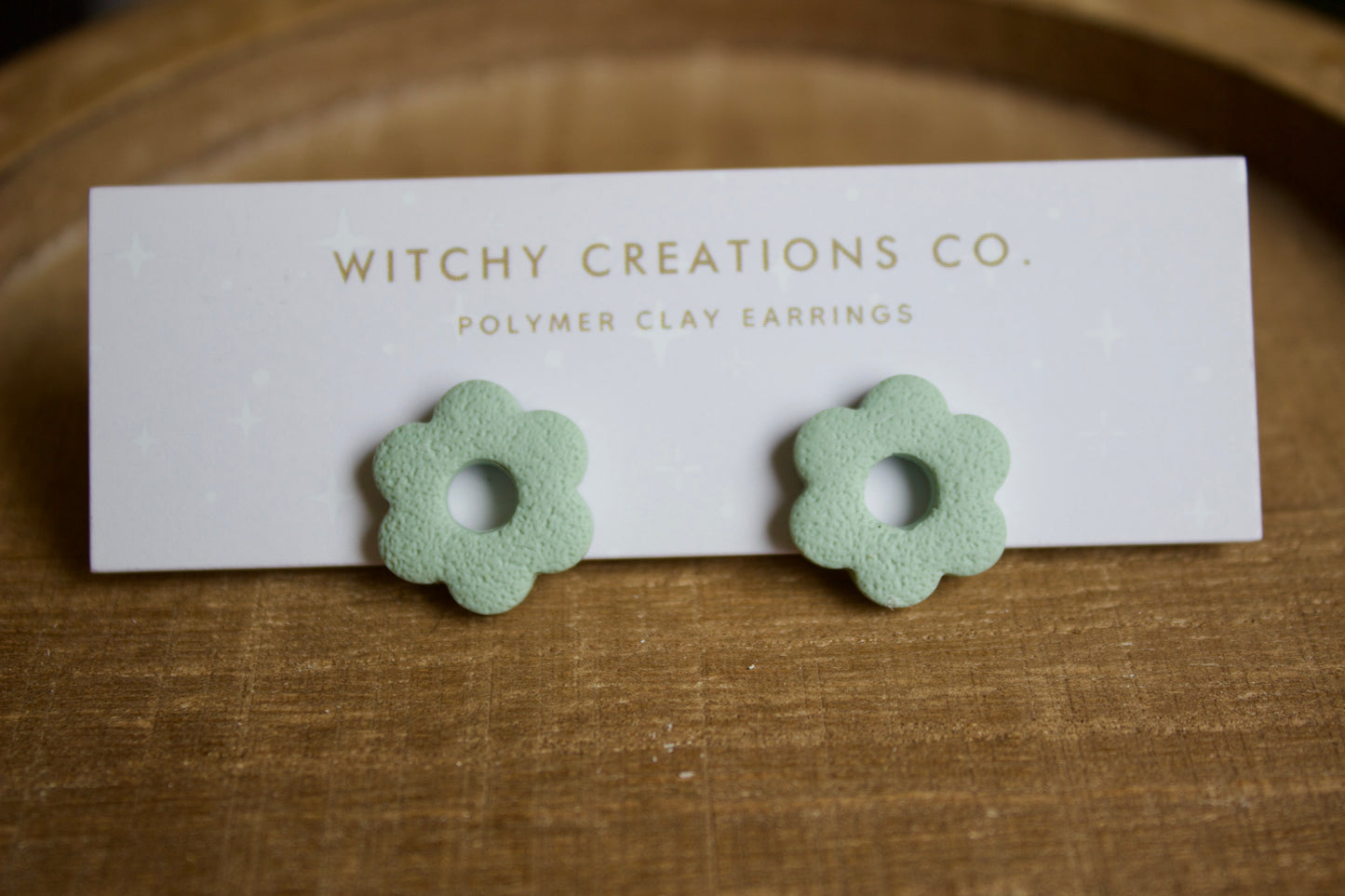 Light Sage Polymer Clay Stud Earrings