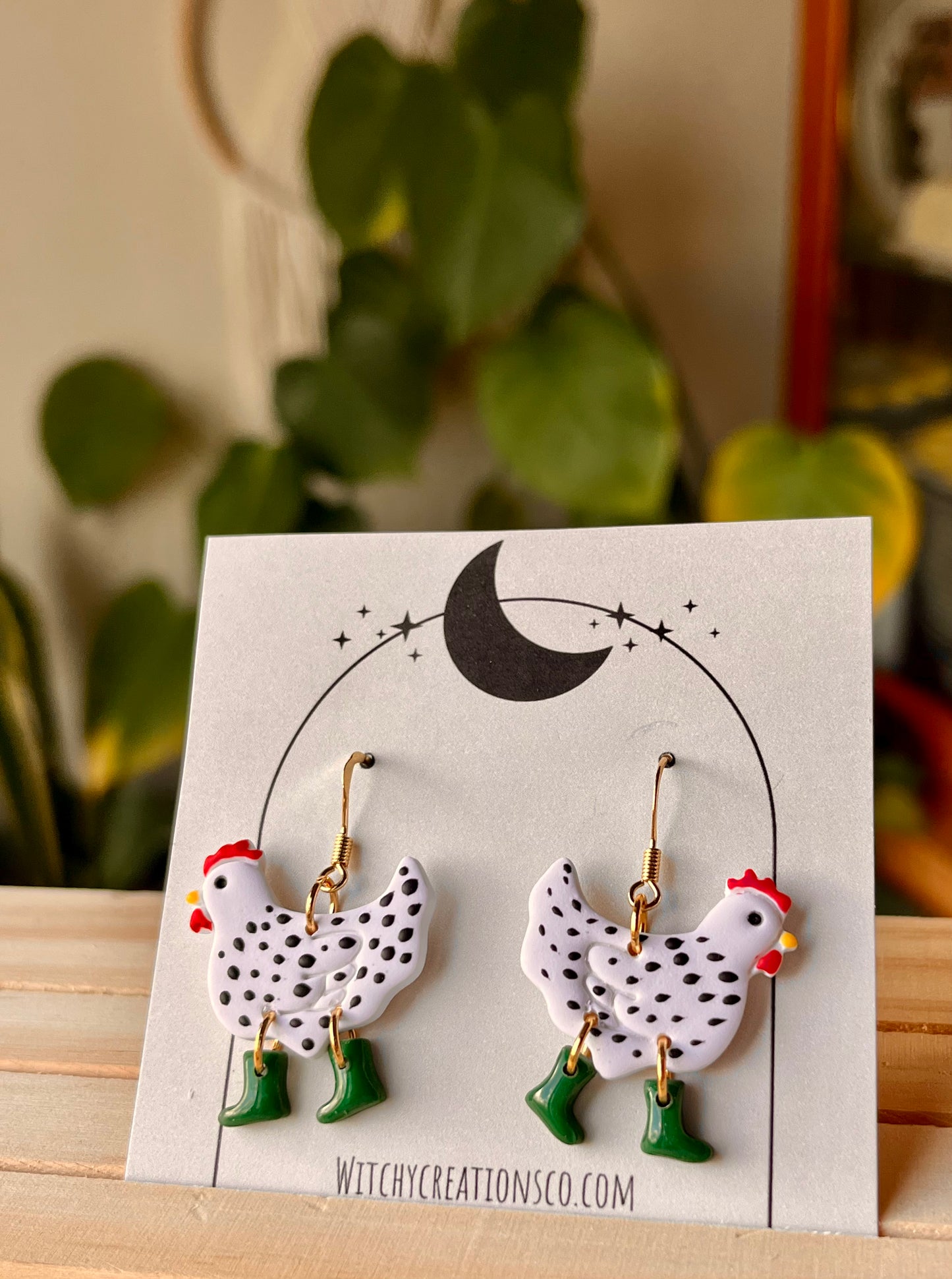Chickens in Rain Boots Polymer Clay Earrings