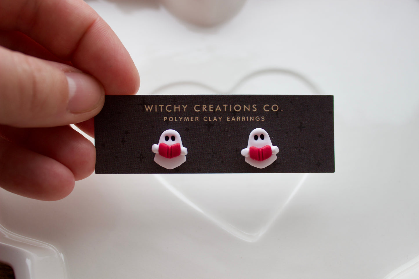Reading Ghosties Polymer Clay Stud Earrings