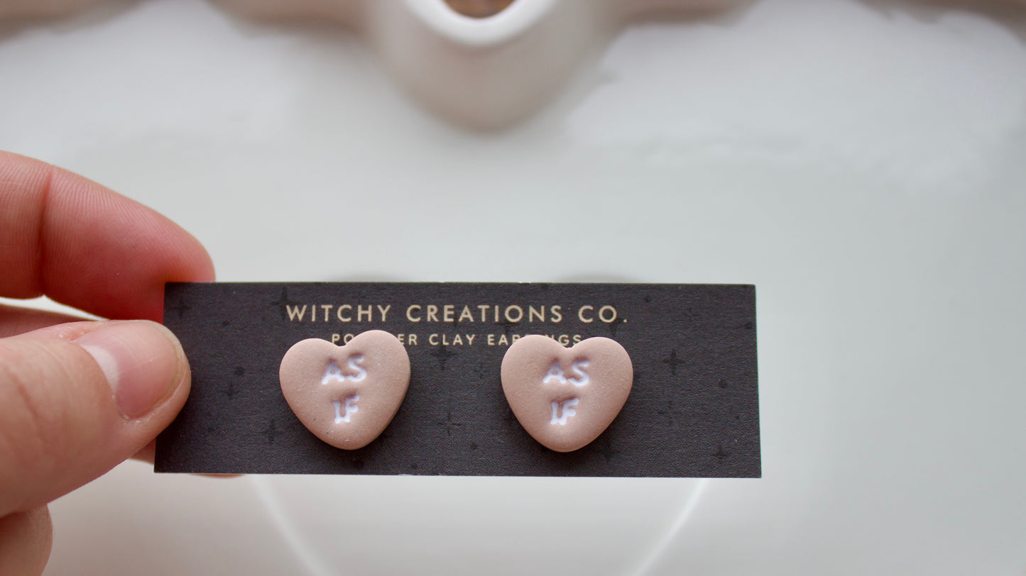 As If Polymer Clay Stud Earrings (Almond Rose)