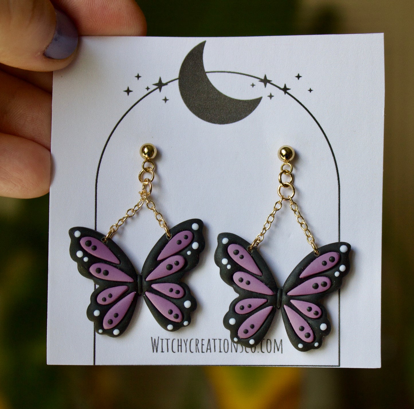 Butterfly Stud Dangle Polymer Clay Earrings