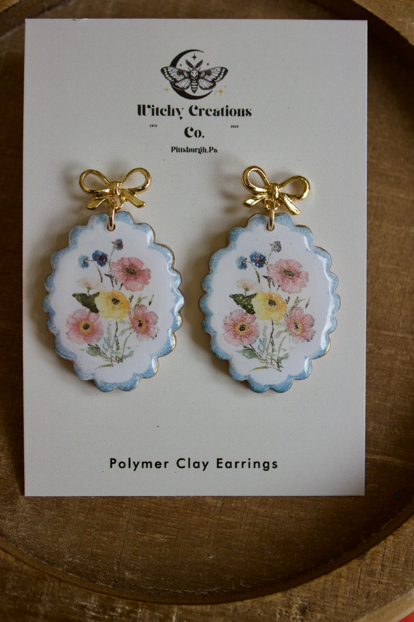 Floral Bouquet Polymer Clay Dangle Earrings