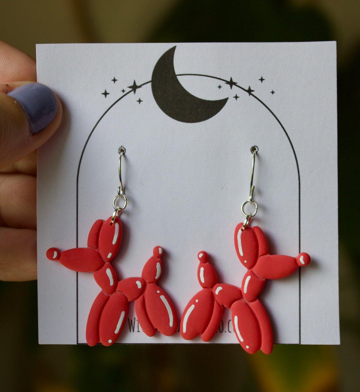 Balloon Dog Polymer Clay Dangle Earrings