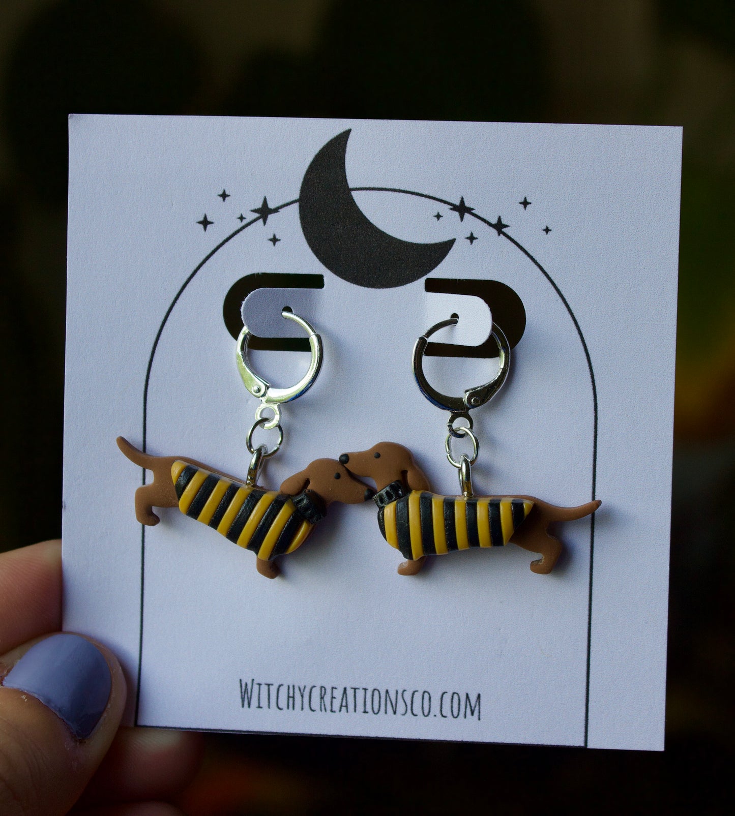 “Pittsburgh” Weenie Dog Polymer Clay Earrings