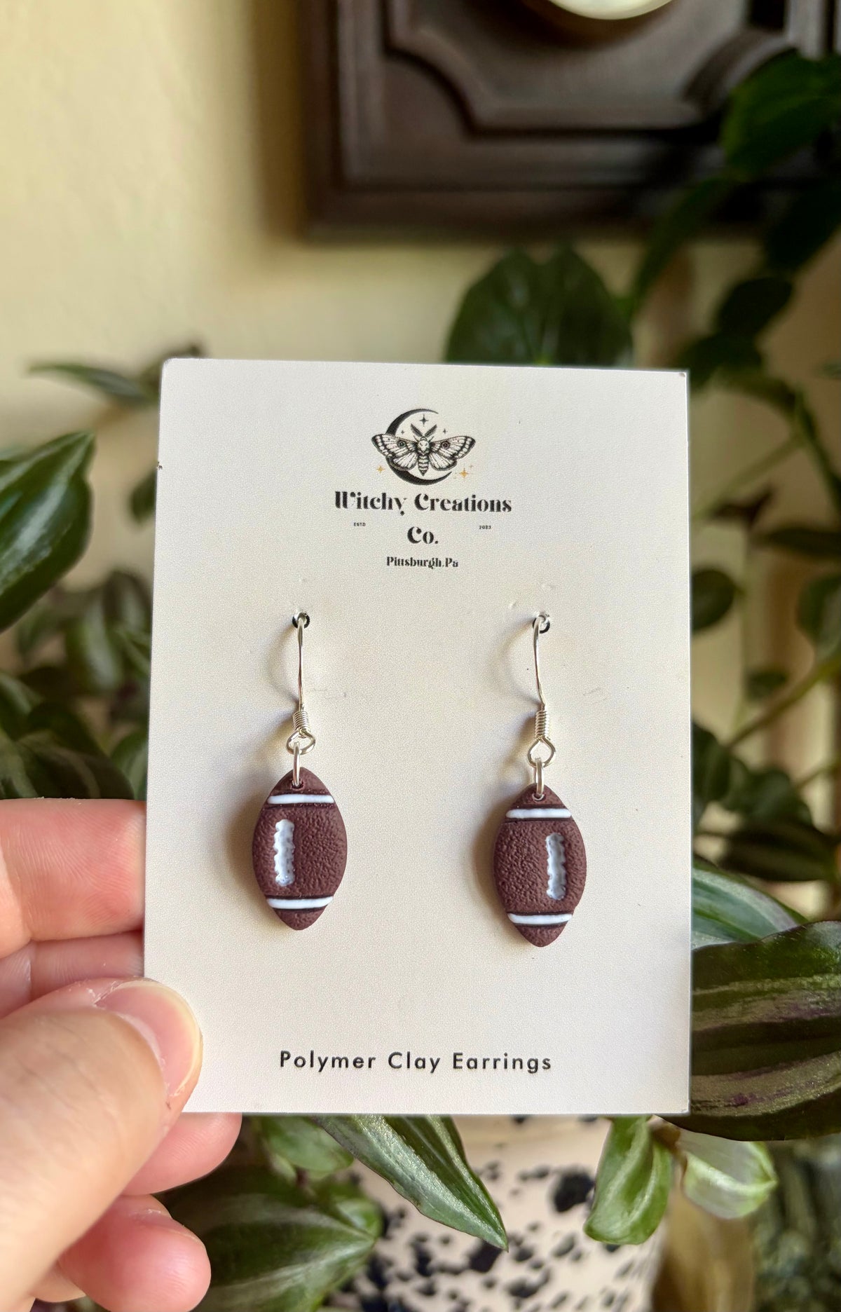Football Dangle Polymer Clay Earrings