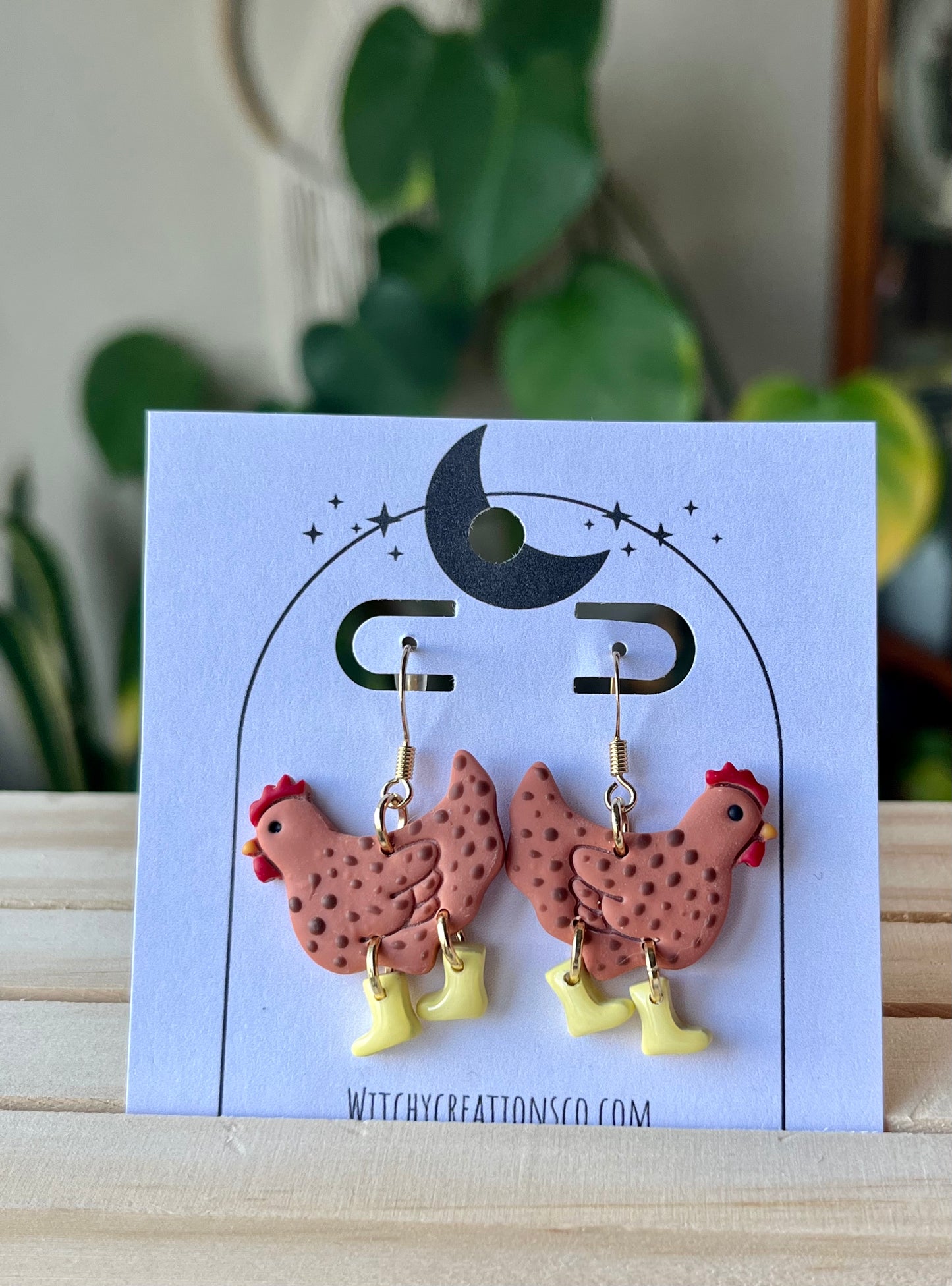 Chickens in Rain Boots Polymer Clay Earrings