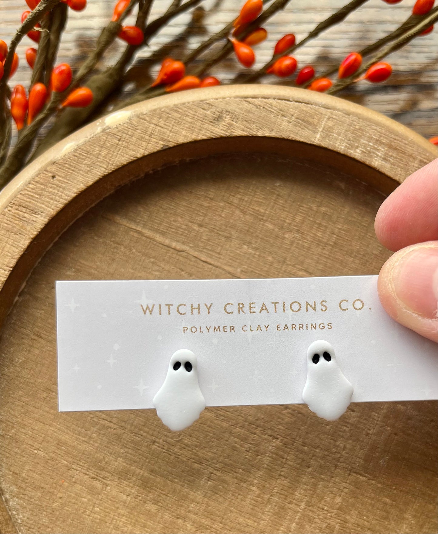 Tiny Ghost Polymer Clay Stud Earrings