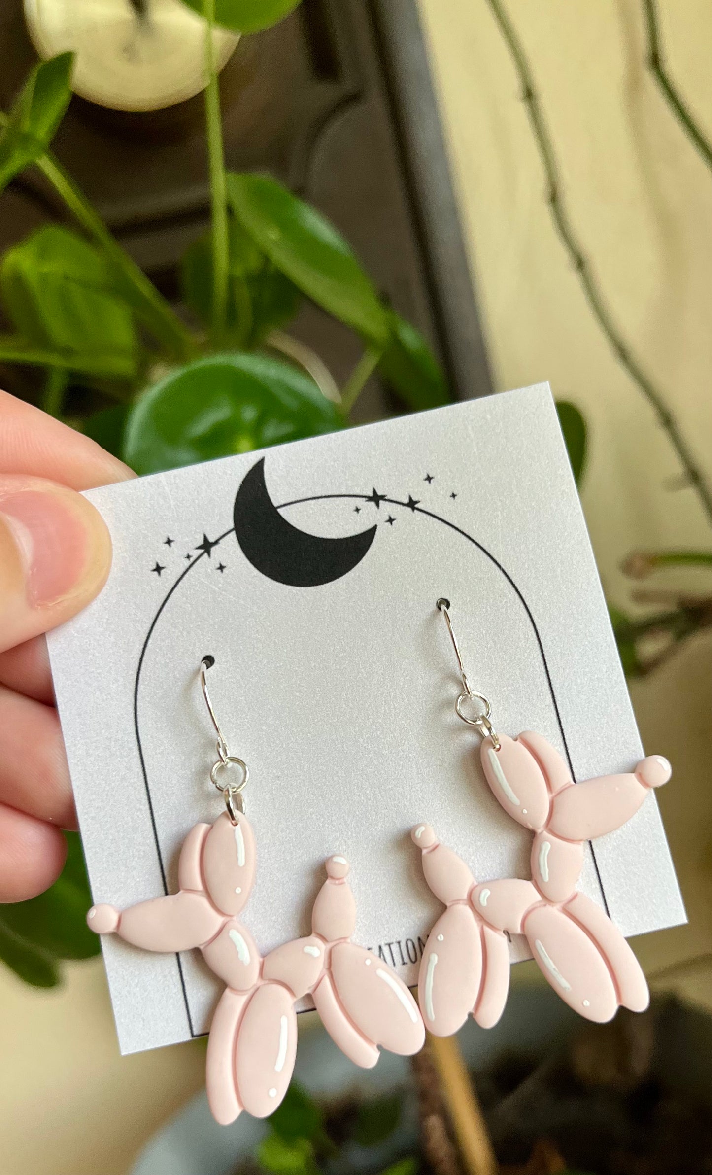 Balloon Dog Polymer Clay Dangle Earrings