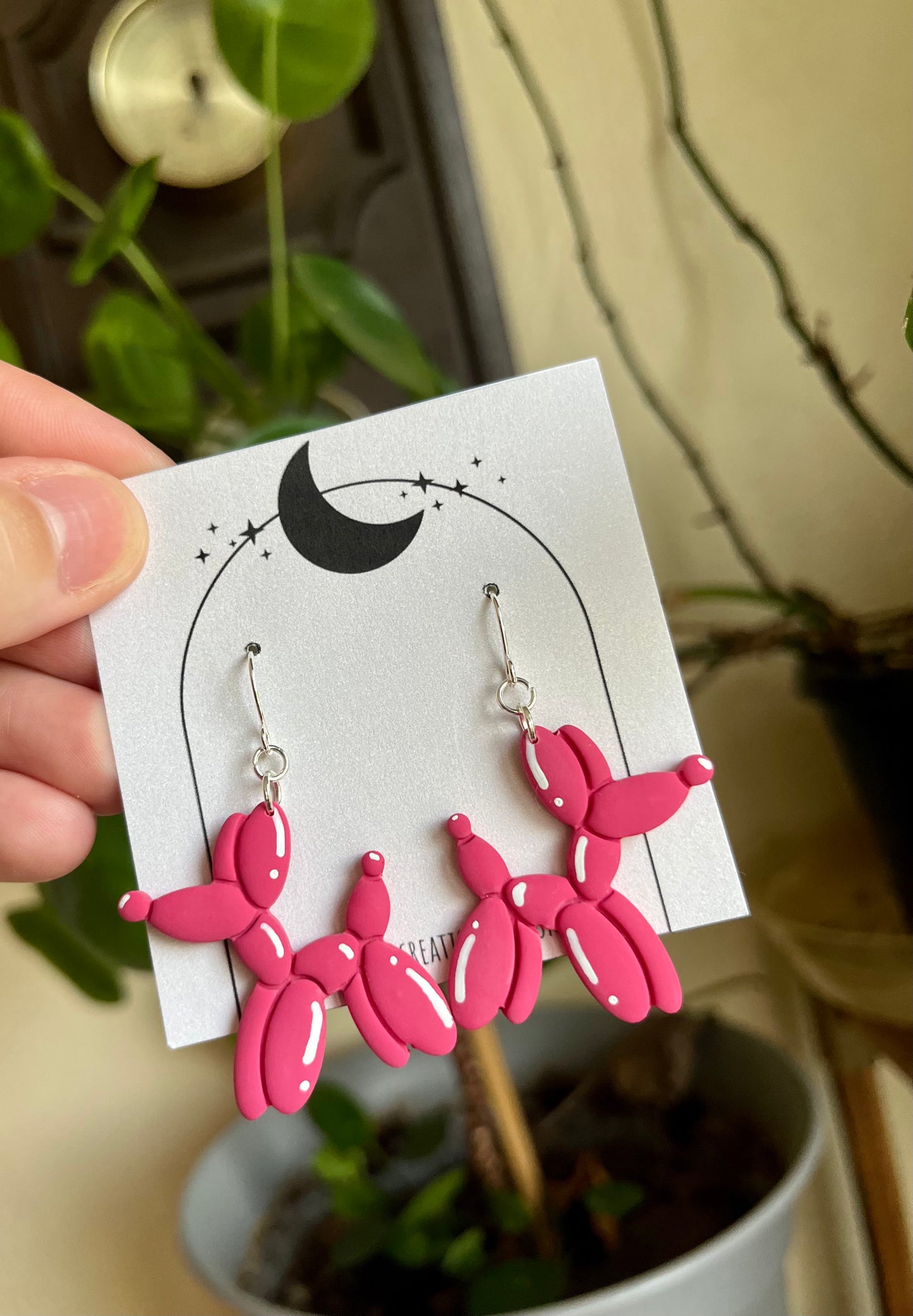 Balloon Dog Polymer Clay Dangle Earrings