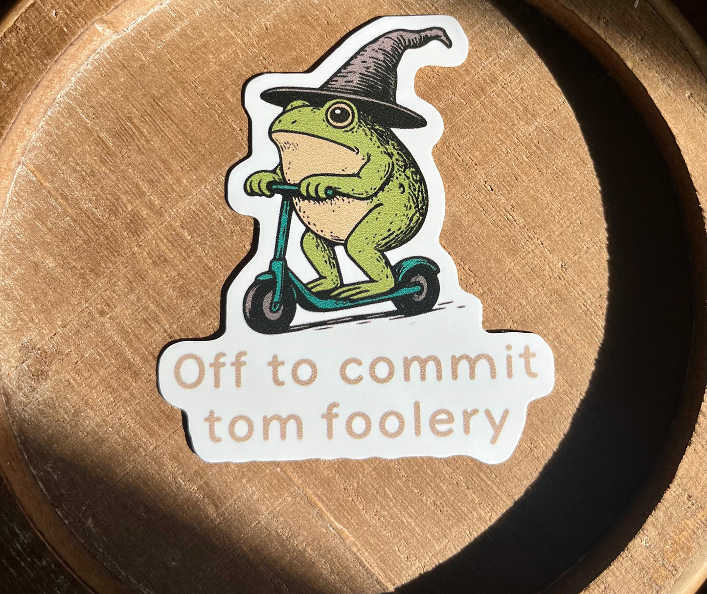 Off to Commit Tom Foolery Frog Vinyl Waterproof Sticker