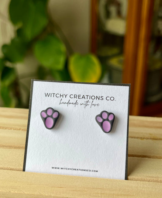 Bunny Feet Polymer Clay Stud Earrings