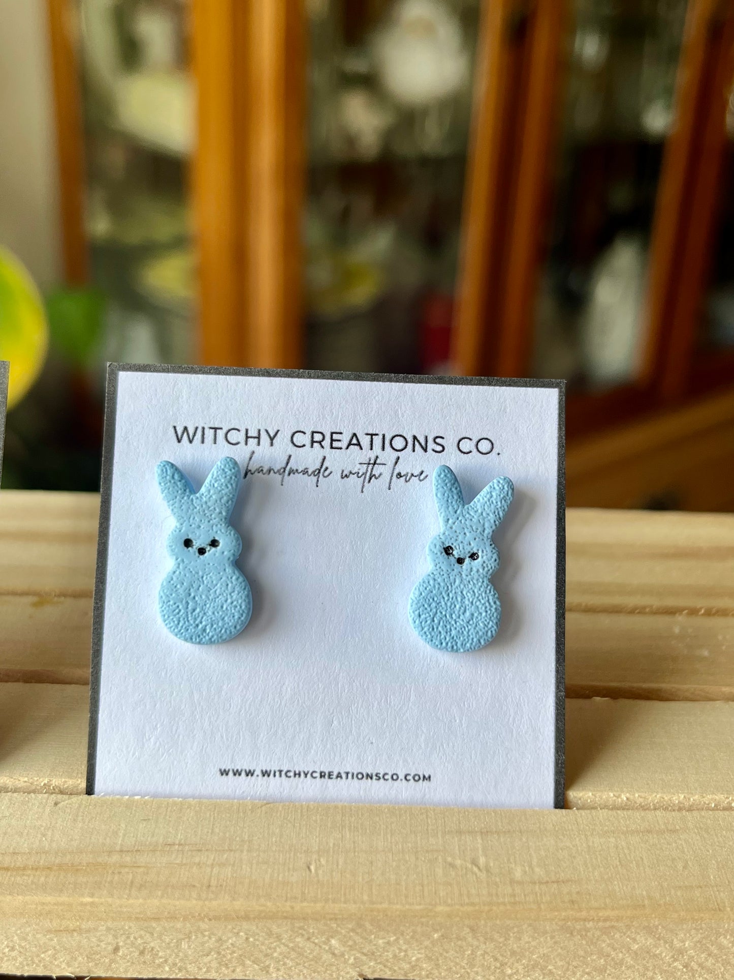 Marshmallow Bunny Polymer Clay Stud Earrings
