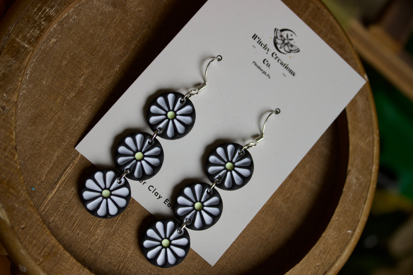 Flower Triple Dangle Polymer Clay Earrings