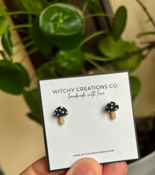 Micro Mushroom Polymer Clay Stud Earrings