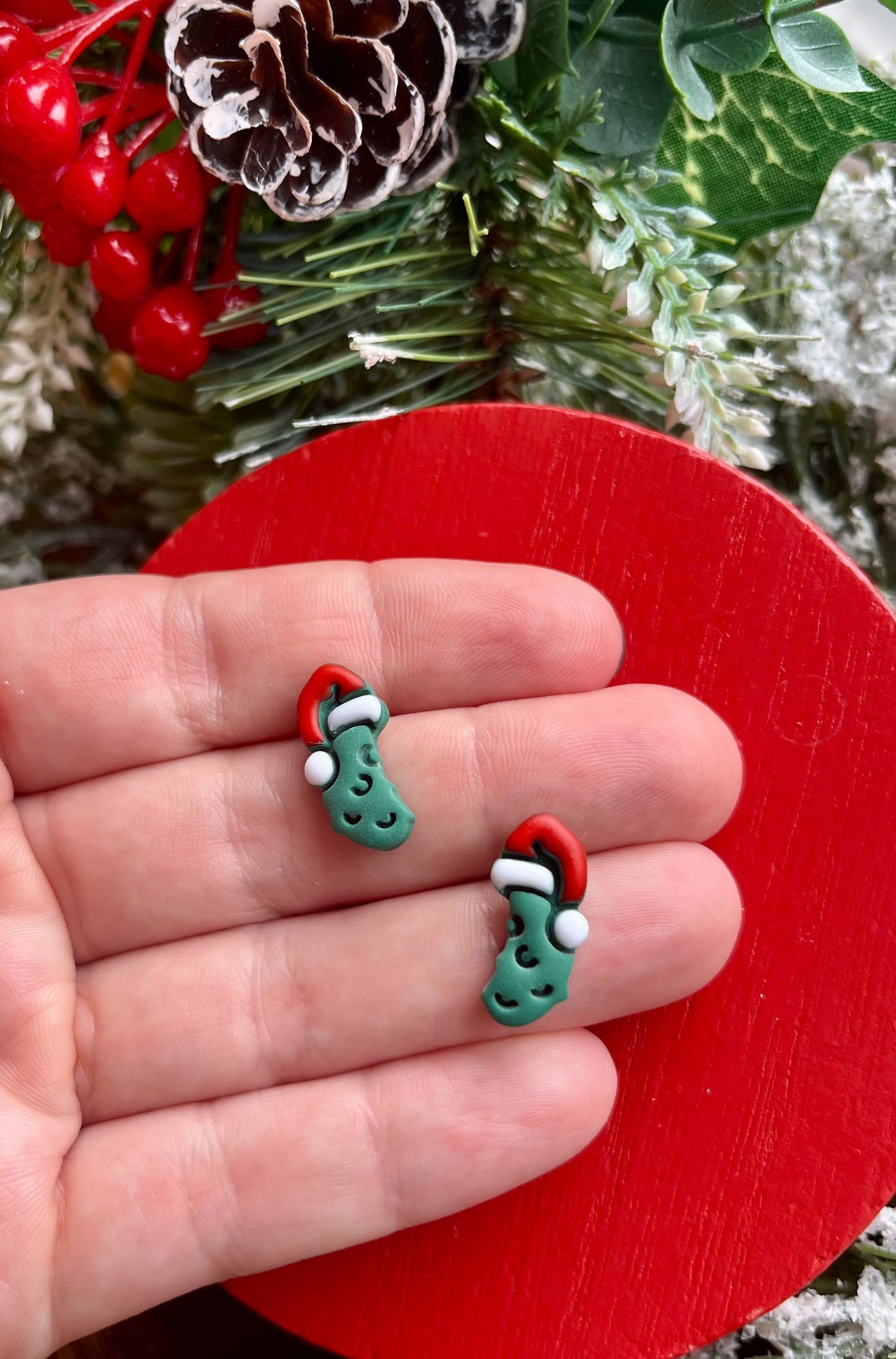 Christmas Pickle Polymer Clay Earrings