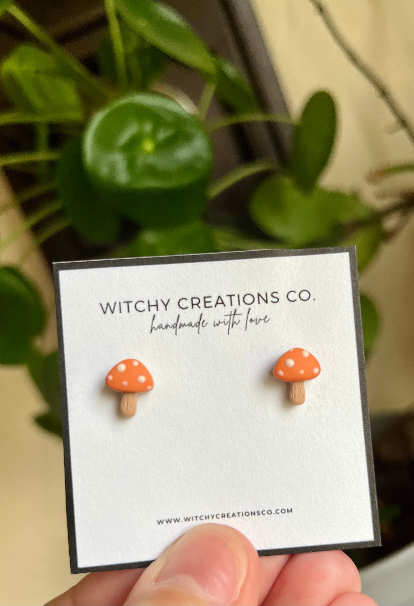 Micro Mushroom Polymer Clay Stud Earrings