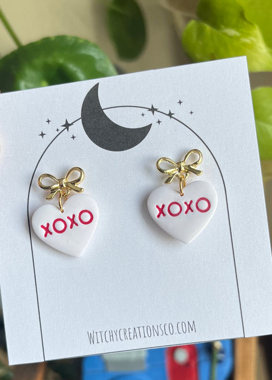 XOXO Conversation Heart Polymer Clay Earrings