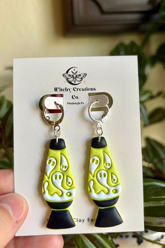 Ghost Lava Lamp Dangle Polymer Clay Earrings