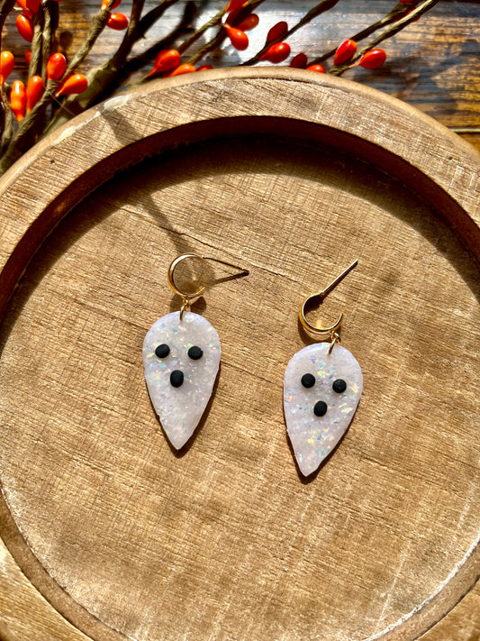 Opal Ghost Polymer Clay Dangle Earrings