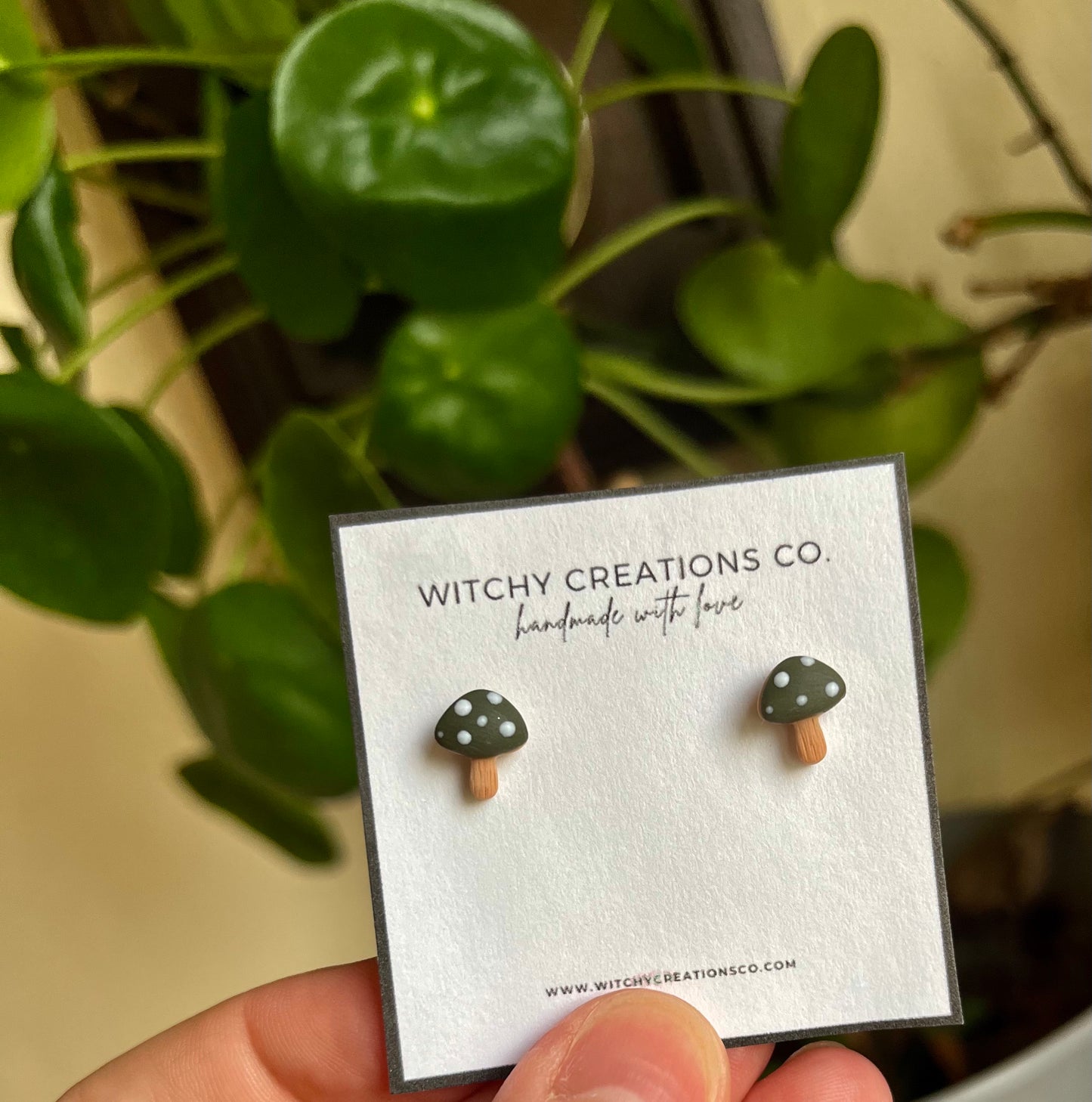 Micro Mushroom Polymer Clay Stud Earrings