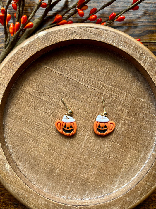 Pumpkin Latte Polymer Clay Dangle Earrings