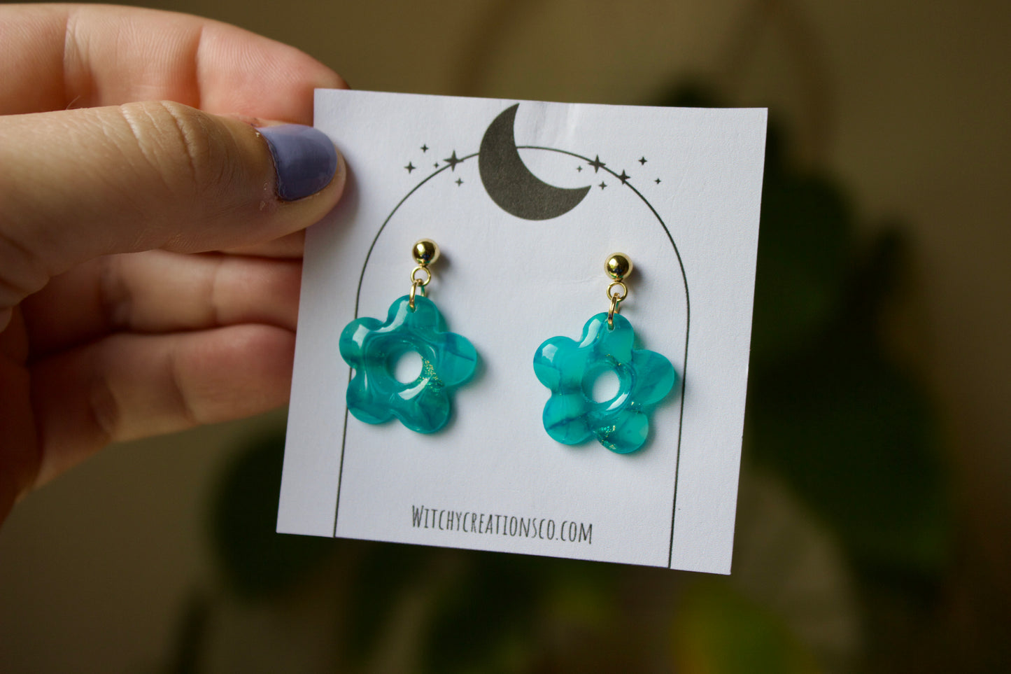 Mermaid Daisy Ball Post Stud Dangle Polymer Clay Earrings