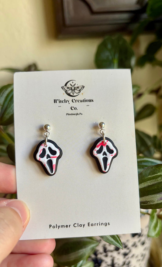 Halloween Mask Dangle Polymer Clay Earrings