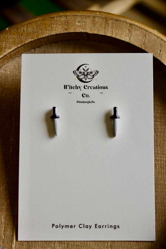 Tiny Dagger Polymer Clay Stud Earrings
