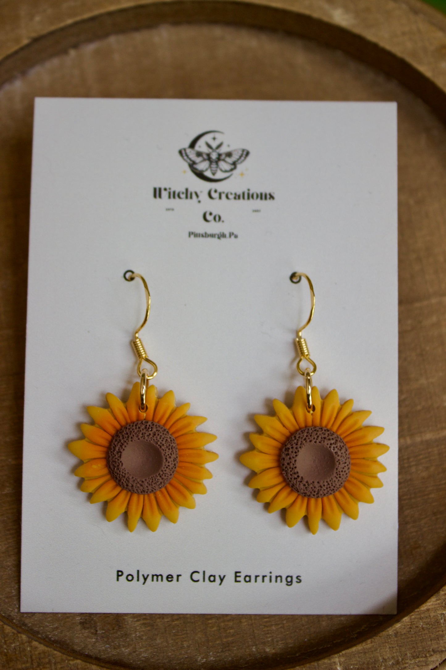 Sunflower Polymer Clay Dangle Earrings