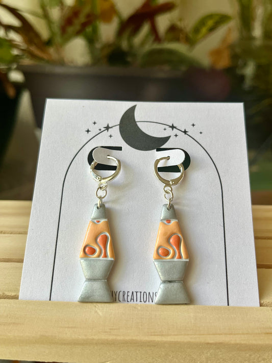Lava Lamp Lever-Back Polymer Clay Dangle Earrings