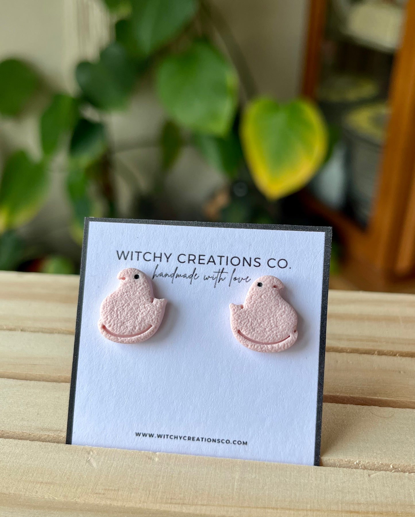 Marshmallow Peep Polymer Clay Stud Earrings