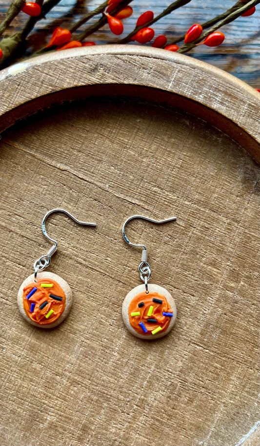 Halloween Sprinkle Cookie Polymer Clay Dangle Earrings
