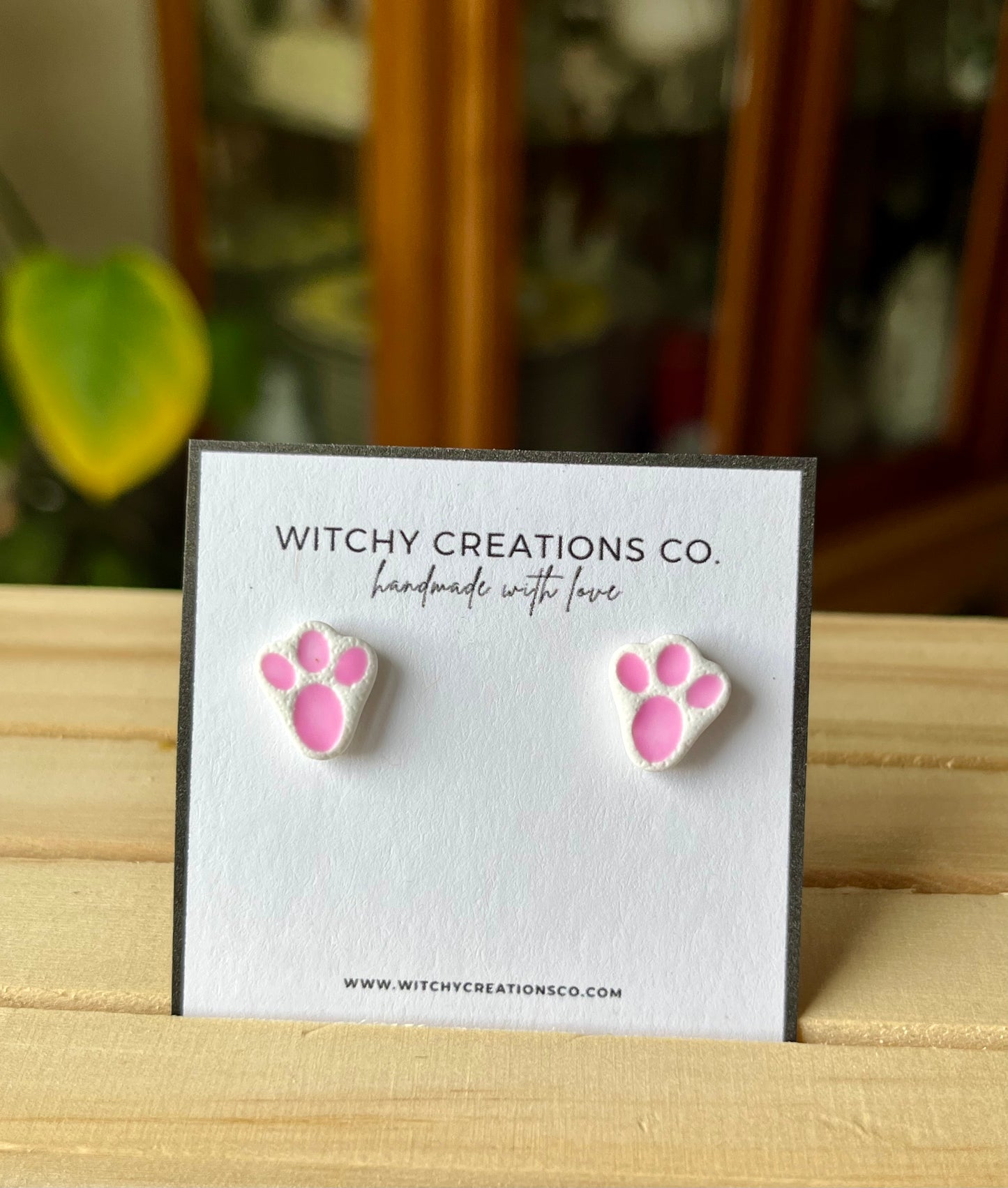 Bunny Feet Polymer Clay Stud Earrings