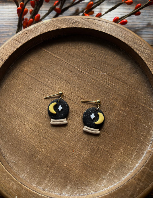 Crystal Ball Polymer Clay Ball Post Dangle Earrings