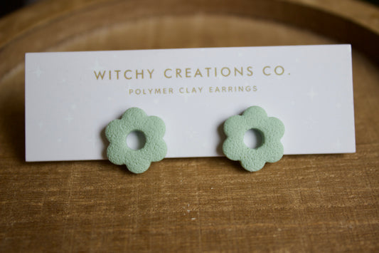 Light Sage Polymer Clay Stud Earrings