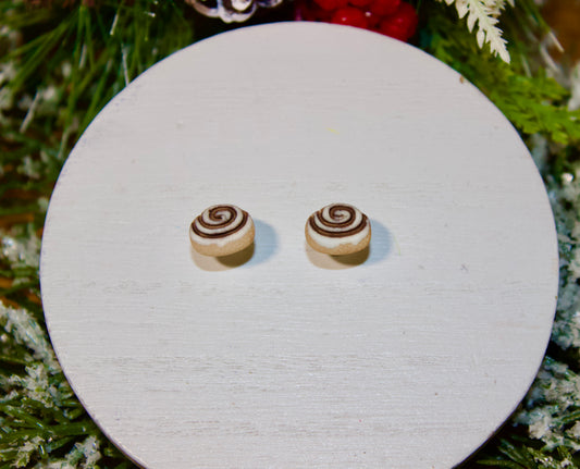 Cinnamon Roll Polymer Clay Studs