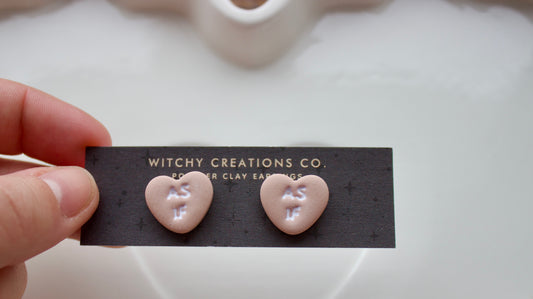 As If Polymer Clay Stud Earrings (Almond Rose)