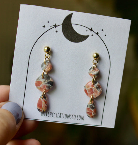 Japanese Stone Dainty Dangle Polymer Clay Earrings