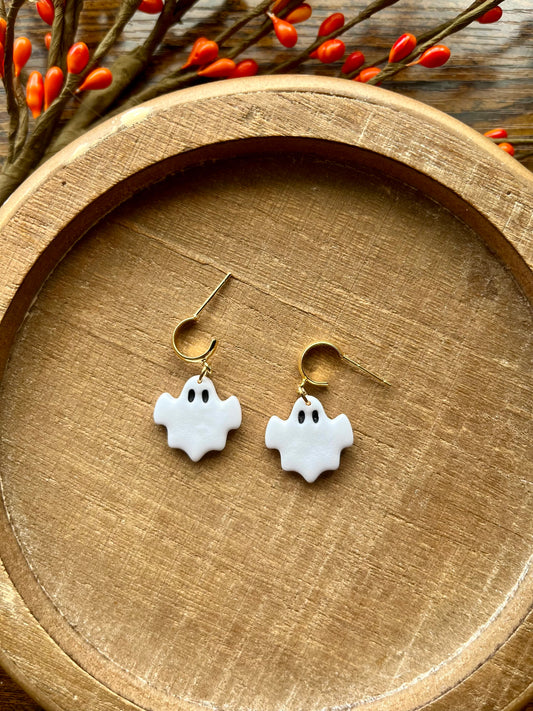 Ghost Polymer Clay Post Dangle Earrings