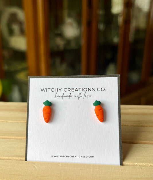 Micro Carrot Polymer Clay Stud Earrings