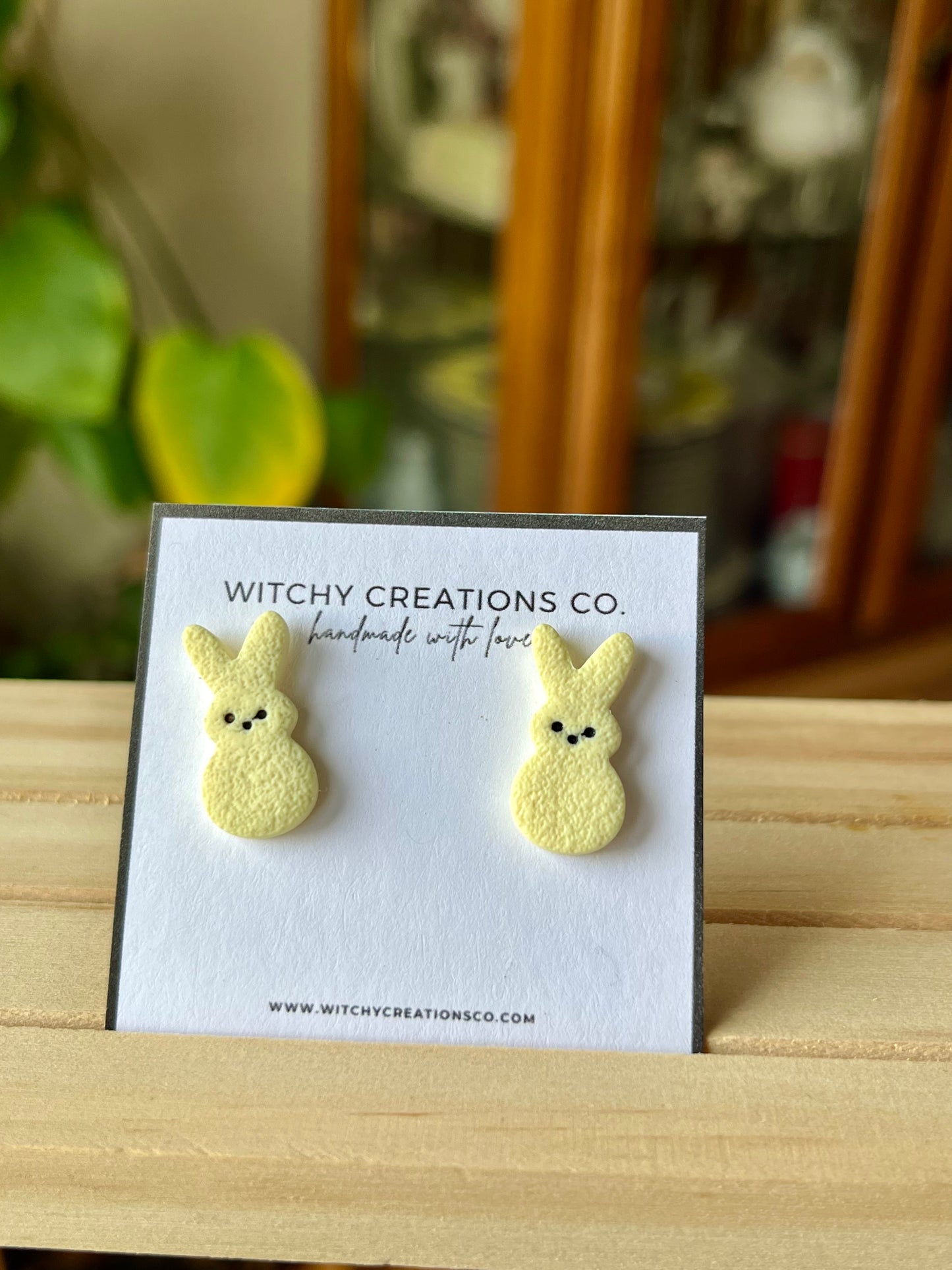 Marshmallow Bunny Polymer Clay Stud Earrings