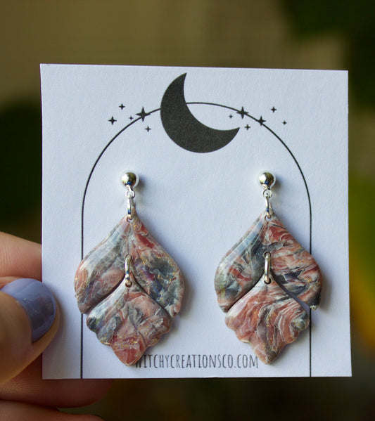 Japanese Stone "Serenity" Stud Post Dangle Polymer Clay Earrings