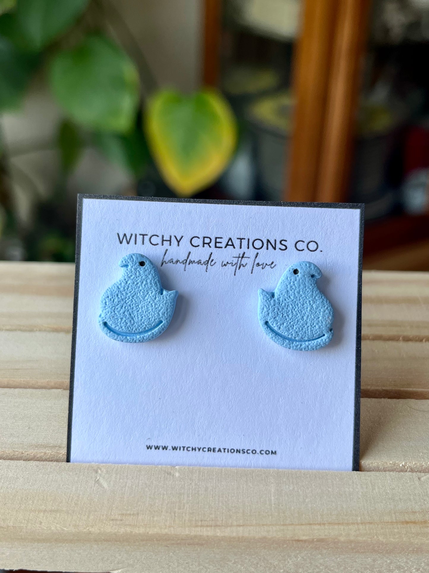 Marshmallow Peep Polymer Clay Stud Earrings