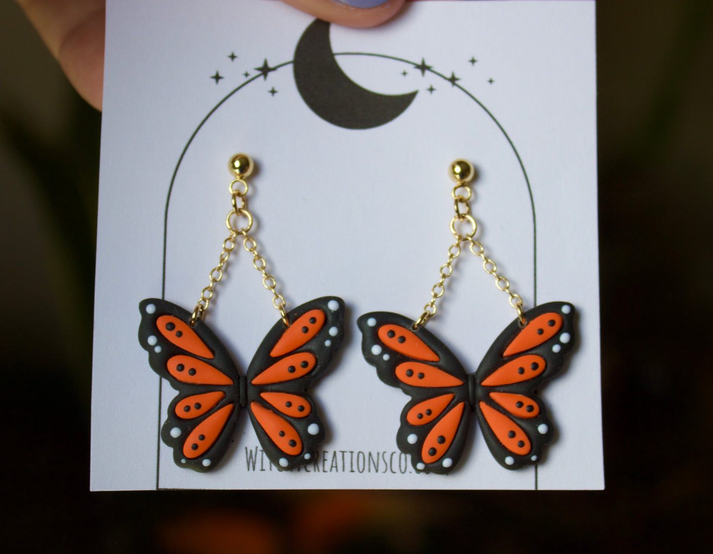 Butterfly Stud Dangle Polymer Clay Earrings